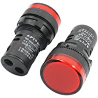 sourcing map AD16-22D-S 21mm Hilo LED Rojo Plástico Señal Lámpara Piloto AC220V 2Pcs